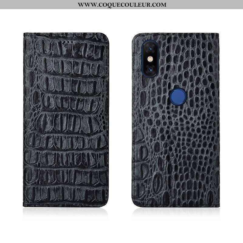 Coque Xiaomi Mi Mix 3 Cuir Véritable Nouveau Téléphone Portable, Housse Xiaomi Mi Mix 3 Cuir Noir