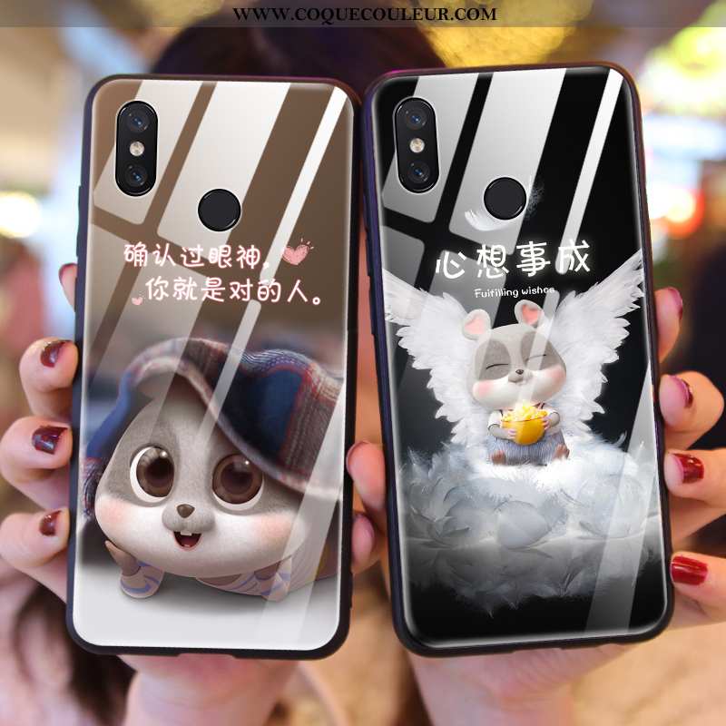 Housse Xiaomi Mi Mix 3 Verre Coque Silicone, Étui Xiaomi Mi Mix 3 Créatif Petit Noir