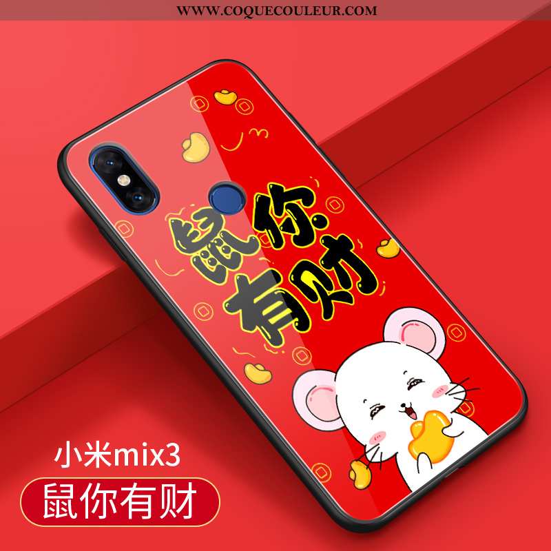 Étui Xiaomi Mi Mix 3 Silicone Petit Nouveau, Coque Xiaomi Mi Mix 3 Protection Rouge