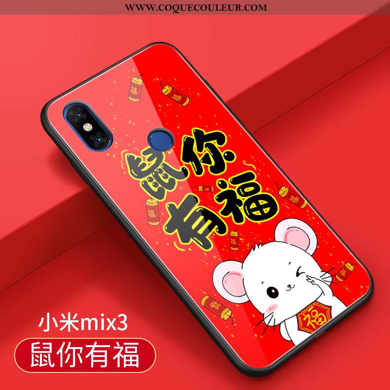 Étui Xiaomi Mi Mix 3 Silicone Petit Nouveau, Coque Xiaomi Mi Mix 3 Protection Rouge