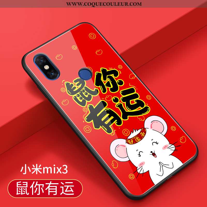 Étui Xiaomi Mi Mix 3 Silicone Petit Nouveau, Coque Xiaomi Mi Mix 3 Protection Rouge