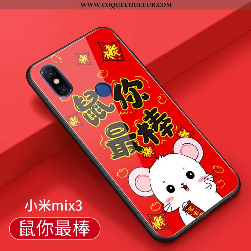 Étui Xiaomi Mi Mix 3 Silicone Petit Nouveau, Coque Xiaomi Mi Mix 3 Protection Rouge