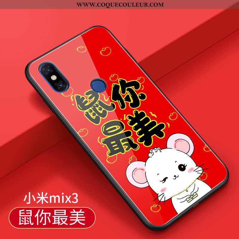 Étui Xiaomi Mi Mix 3 Silicone Petit Nouveau, Coque Xiaomi Mi Mix 3 Protection Rouge
