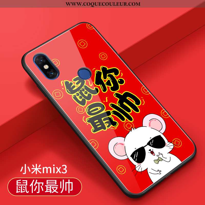 Étui Xiaomi Mi Mix 3 Silicone Petit Nouveau, Coque Xiaomi Mi Mix 3 Protection Rouge