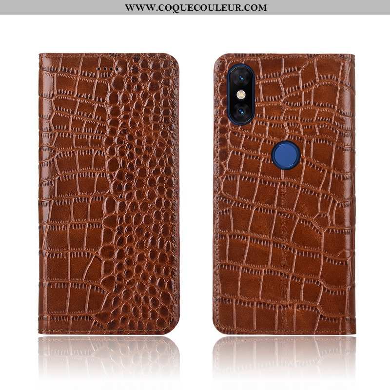 Étui Xiaomi Mi Mix 3 Fluide Doux Clamshell Simple, Coque Xiaomi Mi Mix 3 Silicone Cuir Marron