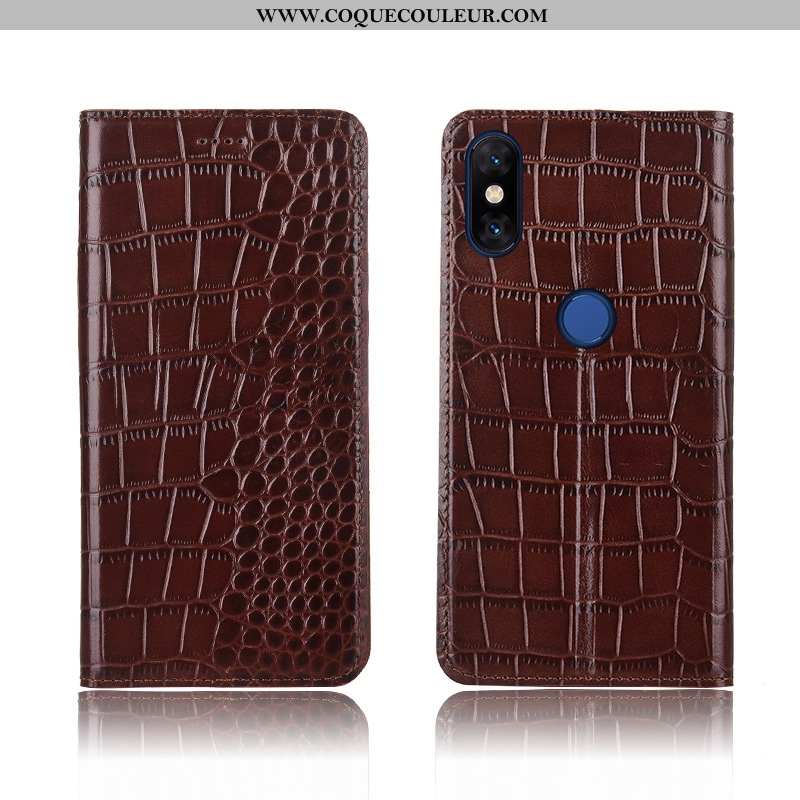 Étui Xiaomi Mi Mix 3 Fluide Doux Clamshell Simple, Coque Xiaomi Mi Mix 3 Silicone Cuir Marron