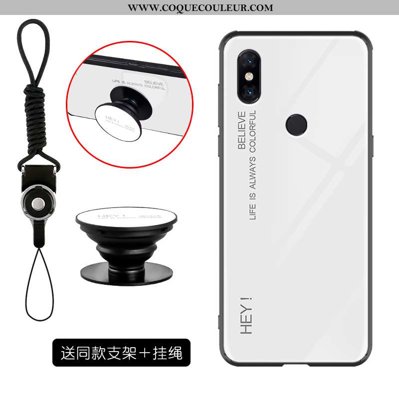 Étui Xiaomi Mi Mix 3 Protection Rose, Coque Xiaomi Mi Mix 3 Verre Support Rose