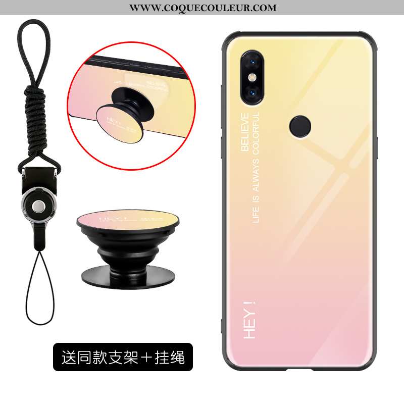 Étui Xiaomi Mi Mix 3 Protection Rose, Coque Xiaomi Mi Mix 3 Verre Support Rose