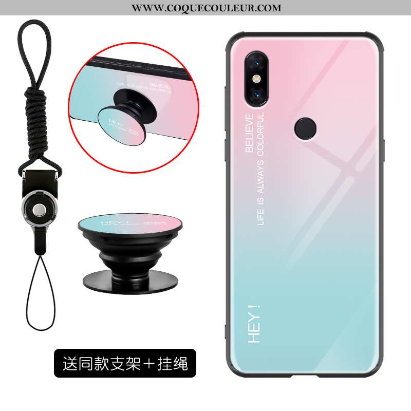 Étui Xiaomi Mi Mix 3 Protection Rose, Coque Xiaomi Mi Mix 3 Verre Support Rose