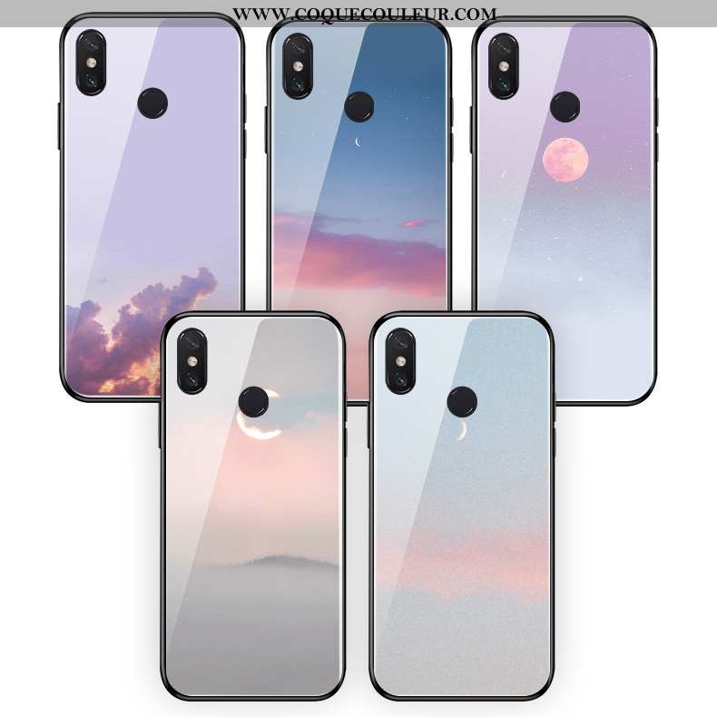 Coque Xiaomi Mi Mix 3 Verre Bordure Soirée, Housse Xiaomi Mi Mix 3 Fluide Doux Clair Violet