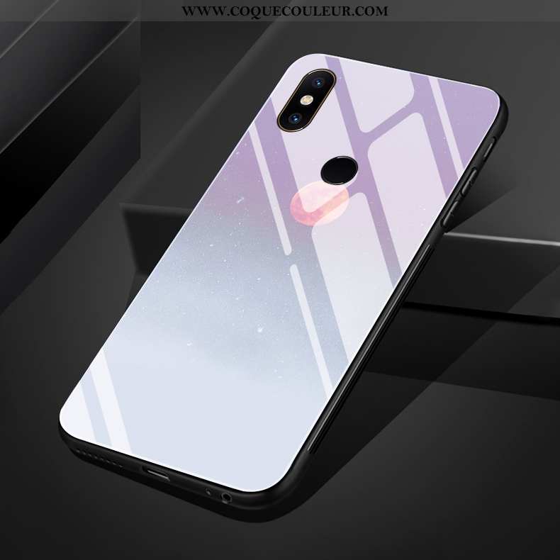 Coque Xiaomi Mi Mix 3 Verre Bordure Soirée, Housse Xiaomi Mi Mix 3 Fluide Doux Clair Violet