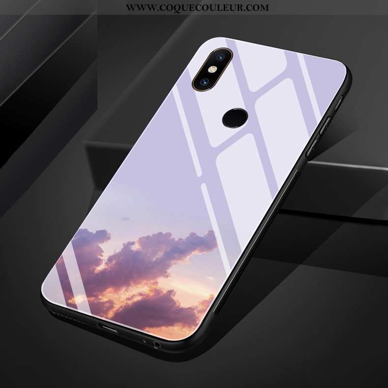 Coque Xiaomi Mi Mix 3 Verre Bordure Soirée, Housse Xiaomi Mi Mix 3 Fluide Doux Clair Violet