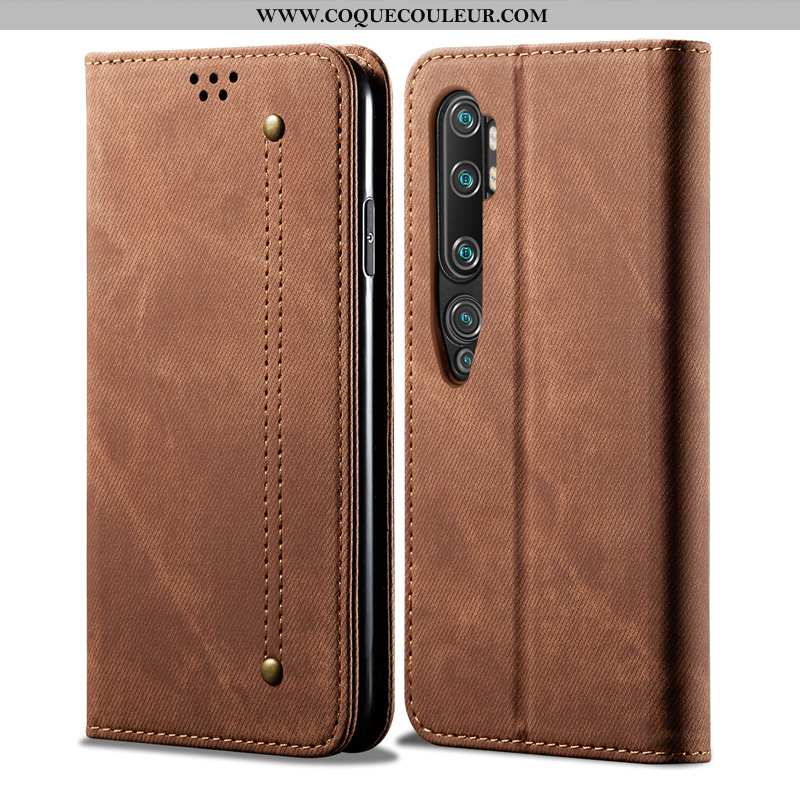 Étui Xiaomi Mi Note 10 Cuir Coque Incassable, Xiaomi Mi Note 10 Protection Tendance Noir