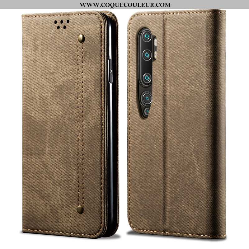 Étui Xiaomi Mi Note 10 Cuir Coque Incassable, Xiaomi Mi Note 10 Protection Tendance Noir