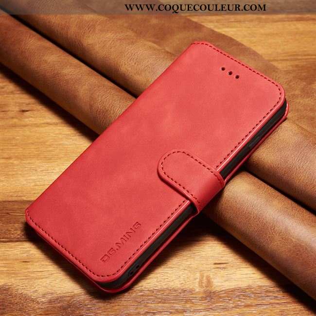 Housse Xiaomi Mi Note 10 Cuir Véritable Petit, Étui Xiaomi Mi Note 10 Cuir Téléphone Portable Rouge