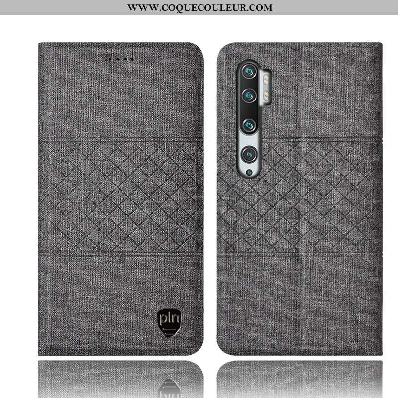 Housse Xiaomi Mi Note 10 Protection Gris Petit, Étui Xiaomi Mi Note 10 Cuir Tout Compris