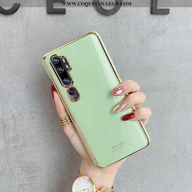 Étui Xiaomi Mi Note 10 Fluide Doux Petit Coque, Coque Xiaomi Mi Note 10 Silicone Tout Compris Verte