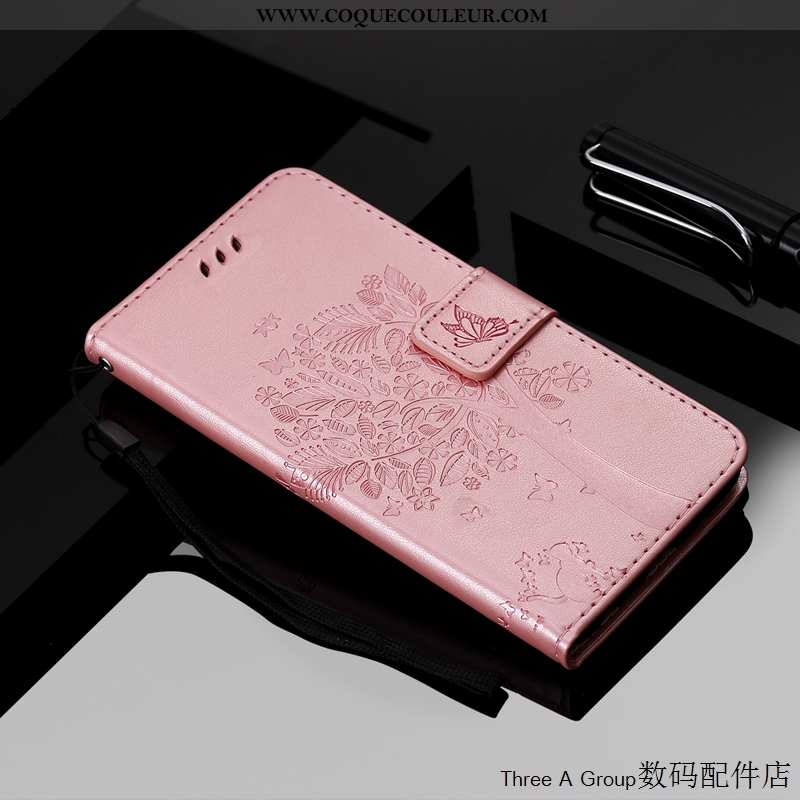 Coque Xiaomi Mi Note 10 Charmant Téléphone Portable, Housse Xiaomi Mi Note 10 Cuir Chat Rose