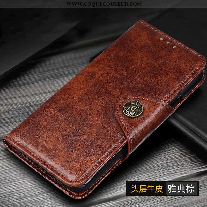 Étui Xiaomi Mi Note 10 Cuir Véritable Téléphone Portable Coque, Coque Xiaomi Mi Note 10 Cuir Incassa