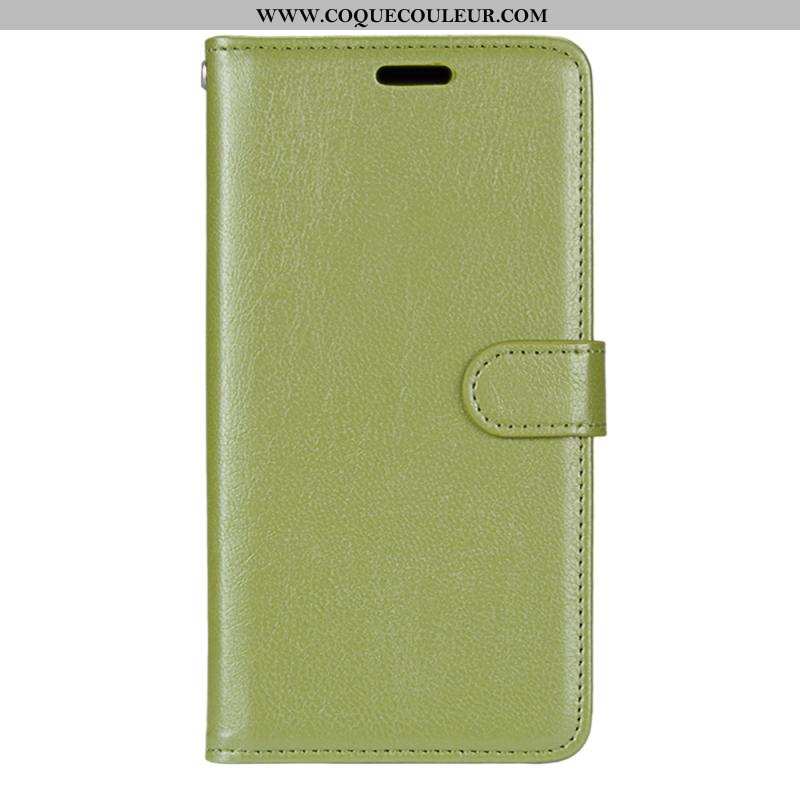 Étui Xiaomi Mi Note 10 Cuir Clamshell Tout Compris, Coque Xiaomi Mi Note 10 Incassable Verte