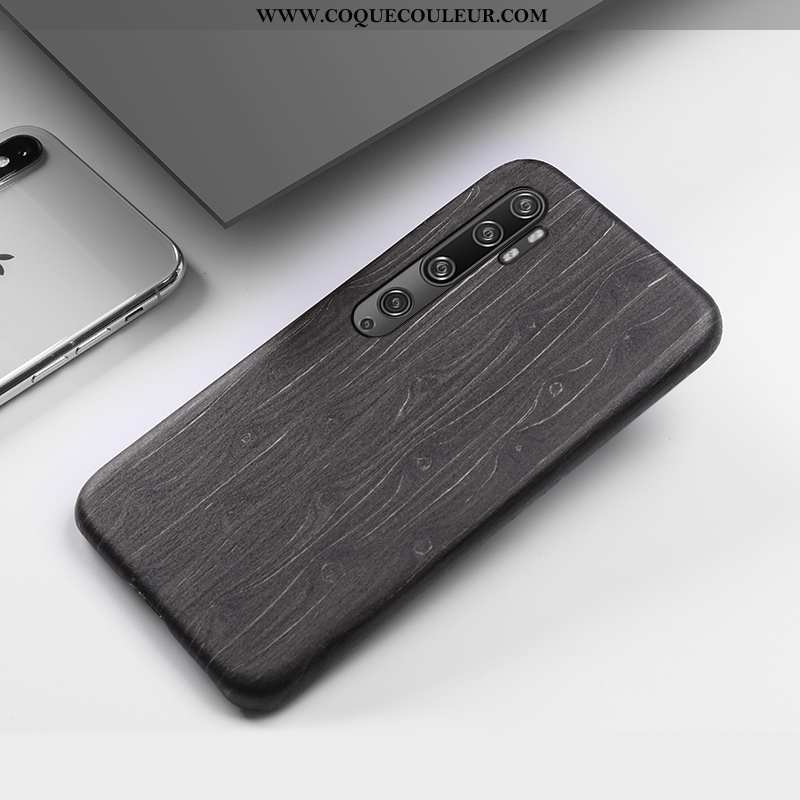 Étui Xiaomi Mi Note 10 Créatif Incassable Étui, Coque Xiaomi Mi Note 10 En Bois Tout Compris Marron