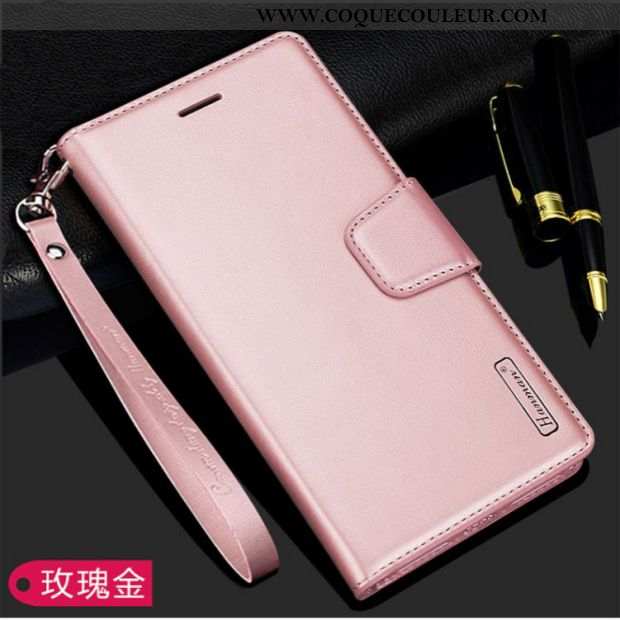 Coque Xiaomi Mi Note 10 Cuir Étui Clamshell, Housse Xiaomi Mi Note 10 Rose Incassable