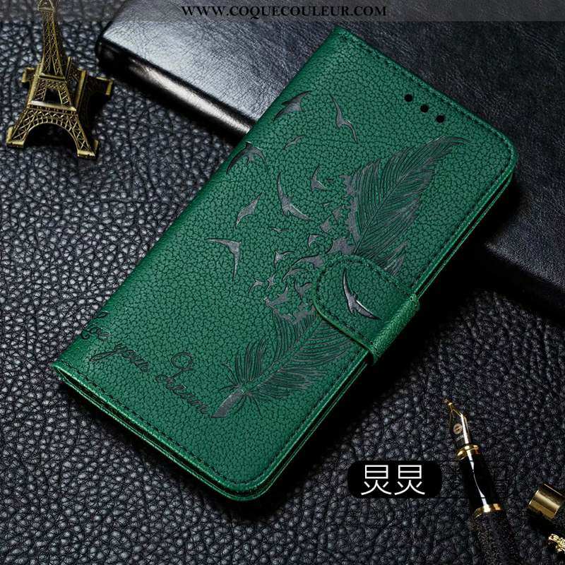 Coque Xiaomi Mi Note 10 Personnalité Téléphone Portable Housse, Housse Xiaomi Mi Note 10 Cuir Verte