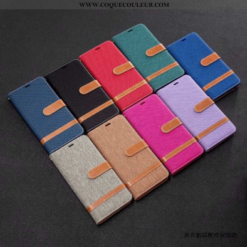 Housse Xiaomi Mi Note 10 Protection Violet, Étui Xiaomi Mi Note 10 Cuir En Denim Violet