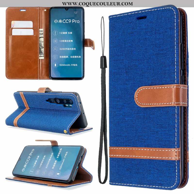 Housse Xiaomi Mi Note 10 Protection Violet, Étui Xiaomi Mi Note 10 Cuir En Denim Violet