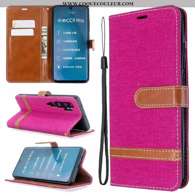 Housse Xiaomi Mi Note 10 Protection Violet, Étui Xiaomi Mi Note 10 Cuir En Denim Violet