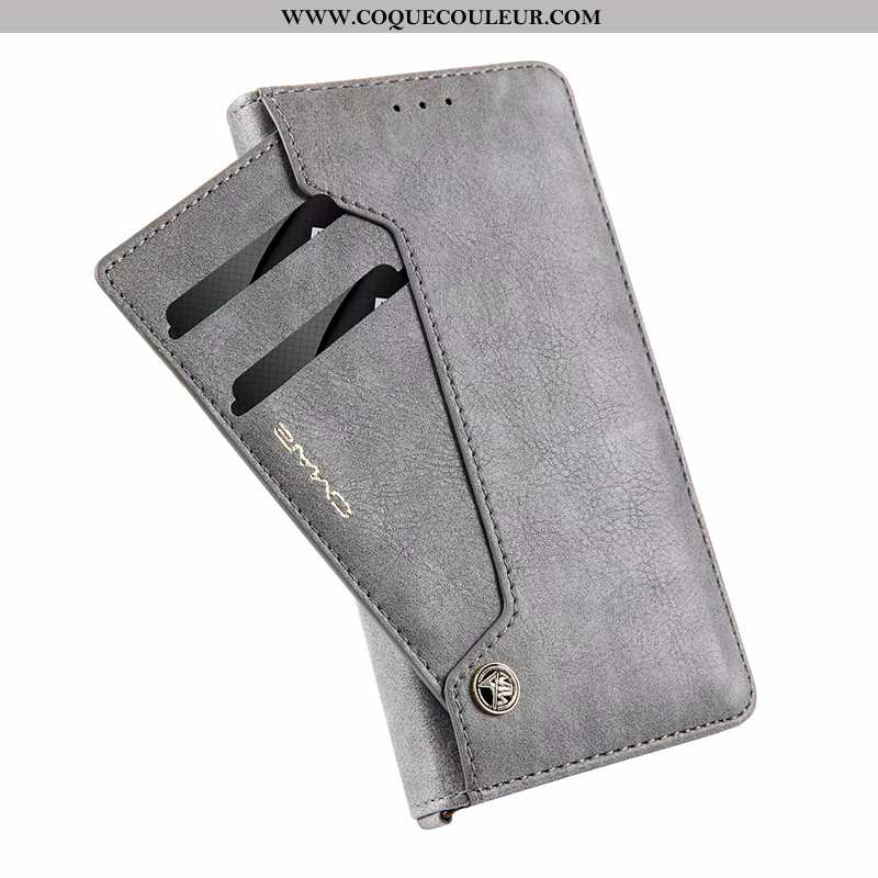 Étui Xiaomi Mi Note 10 Protection Coque Incassable, Xiaomi Mi Note 10 Cuir Gris