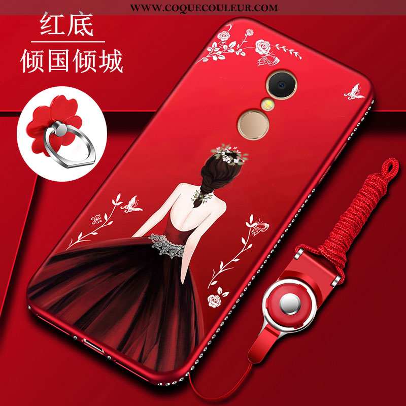 Housse Xiaomi Redmi 5 Transparent Tout Compris Étui, Étui Xiaomi Redmi 5 Silicone Coque Rouge