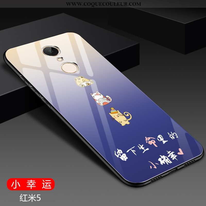 Coque Xiaomi Redmi 5 Protection Créatif Ornements Suspendus, Housse Xiaomi Redmi 5 Verre Mode Bleu