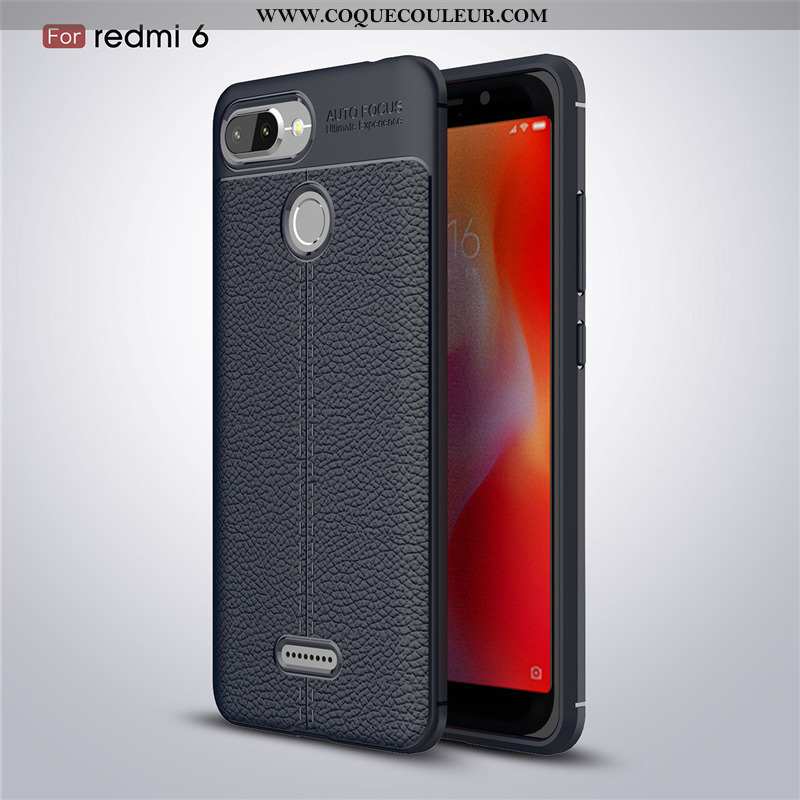 Étui Xiaomi Redmi 6 Cuir Petit Coque, Coque Xiaomi Redmi 6 Modèle Fleurie Business Noir