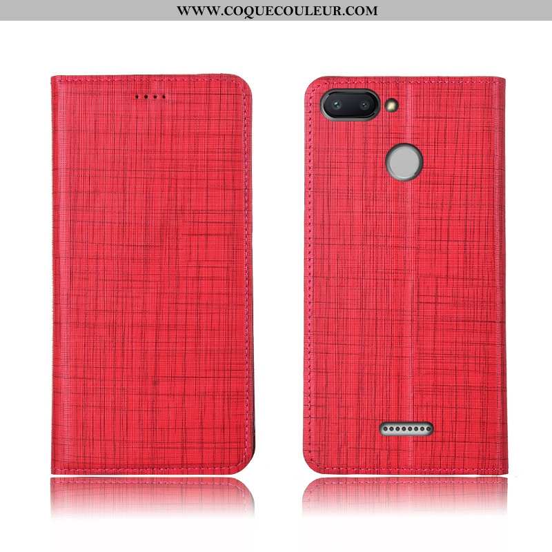 Housse Xiaomi Redmi 6 Silicone Rouge Téléphone Portable, Étui Xiaomi Redmi 6 Protection Cuir Véritab