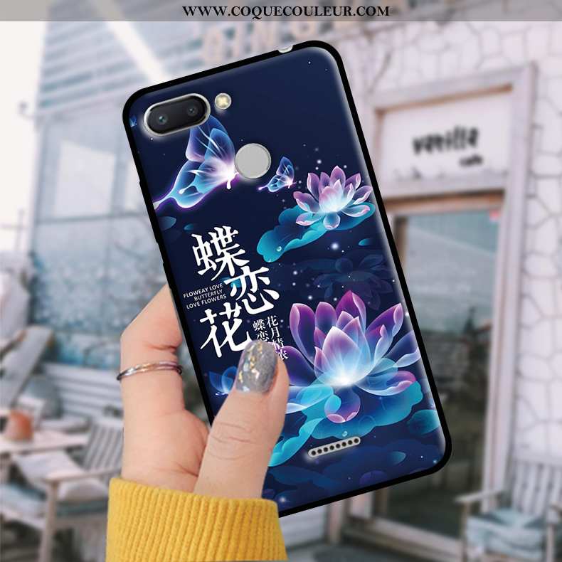 Étui Xiaomi Redmi 6 Tendance Petit, Coque Xiaomi Redmi 6 Fluide Doux Téléphone Portable Bleu