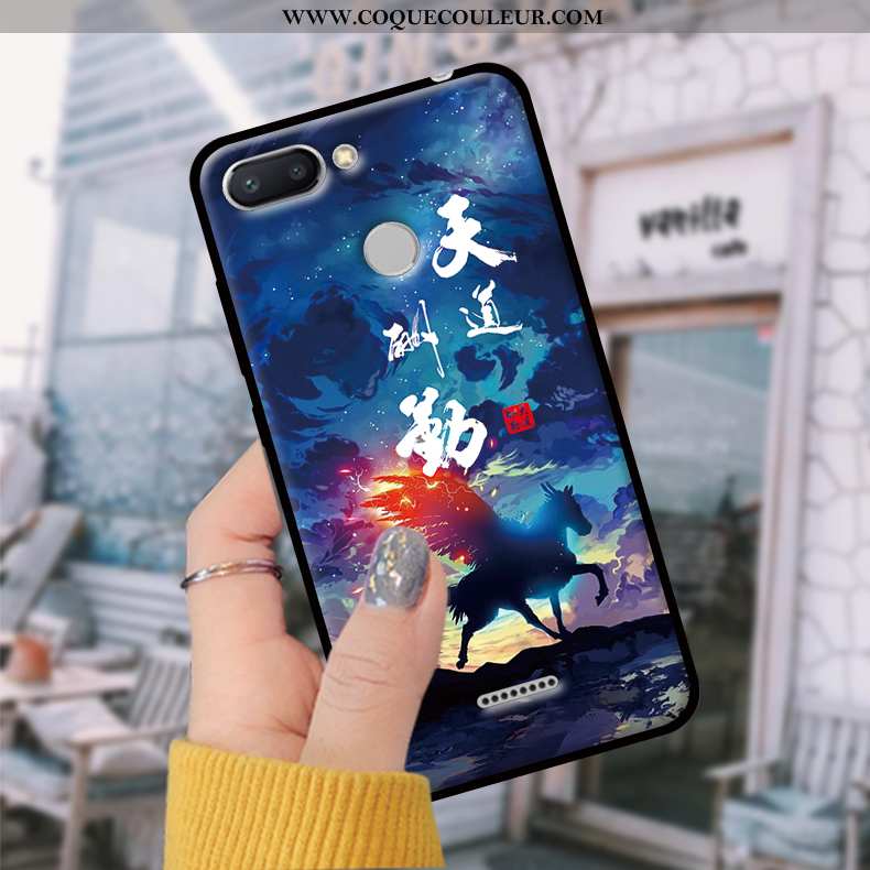 Étui Xiaomi Redmi 6 Tendance Petit, Coque Xiaomi Redmi 6 Fluide Doux Téléphone Portable Bleu