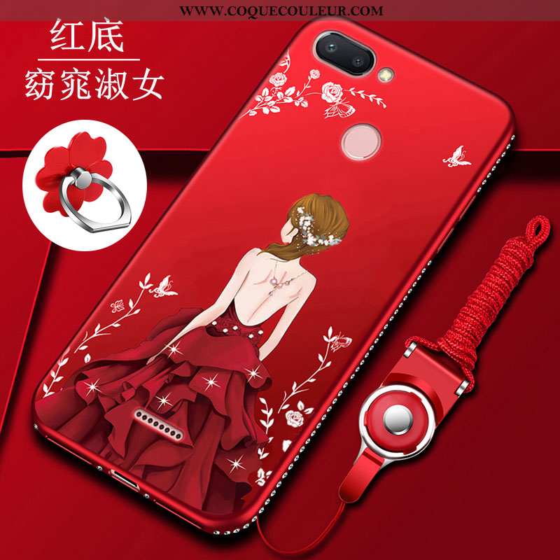 Étui Xiaomi Redmi 6 Silicone Petit Ornements Suspendus, Coque Xiaomi Redmi 6 Protection Légère Rouge
