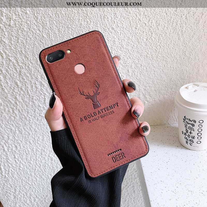 Housse Xiaomi Redmi 6 Protection Fluide Doux Tissu, Étui Xiaomi Redmi 6 Personnalité Coque Marron