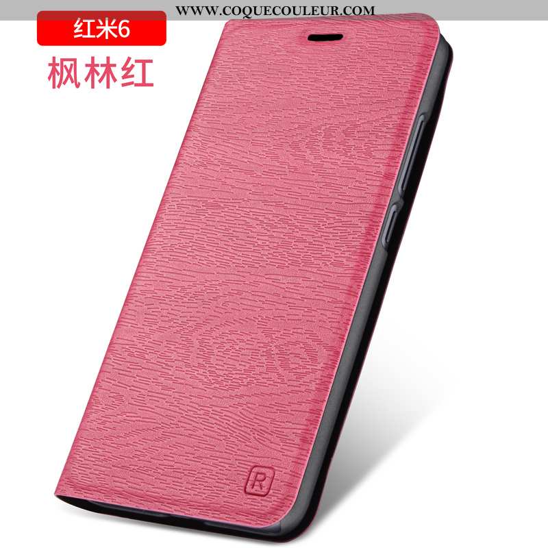 Étui Xiaomi Redmi 6 Silicone Cuir Petit, Coque Xiaomi Redmi 6 Protection Rouge