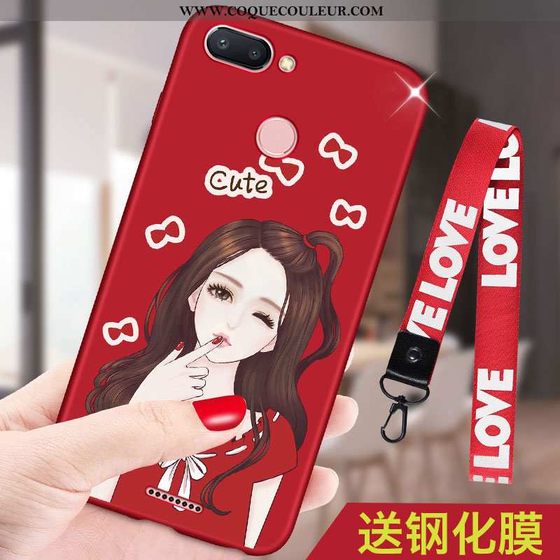 Étui Xiaomi Redmi 6 Protection Mode Étui, Coque Xiaomi Redmi 6 Ornements Suspendus Tendance Rouge