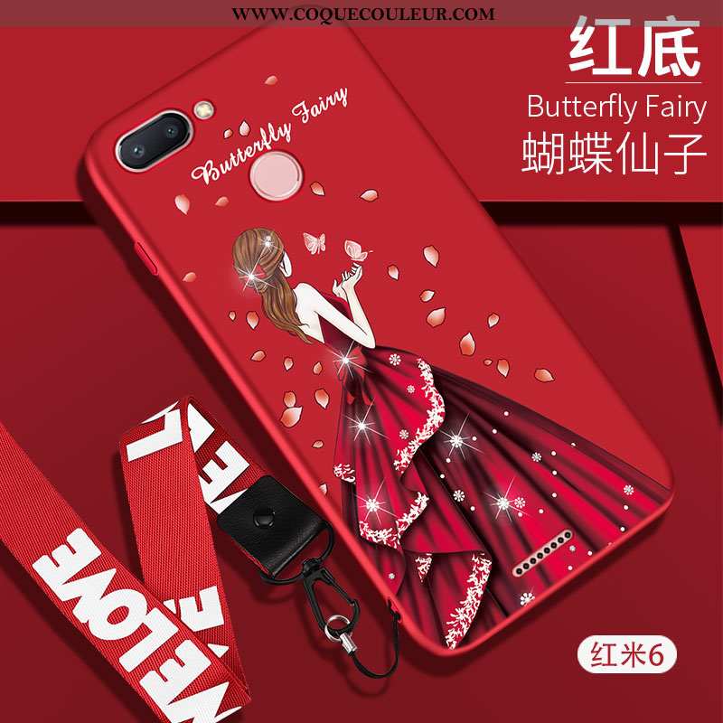 Étui Xiaomi Redmi 6 Protection Mode Étui, Coque Xiaomi Redmi 6 Ornements Suspendus Tendance Rouge