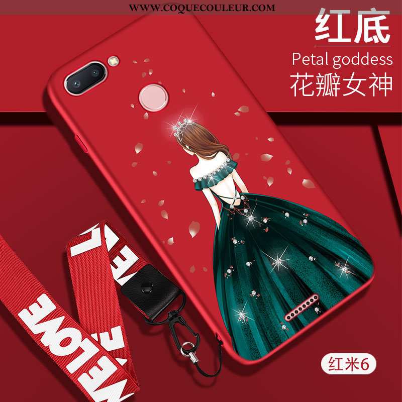 Étui Xiaomi Redmi 6 Protection Mode Étui, Coque Xiaomi Redmi 6 Ornements Suspendus Tendance Rouge