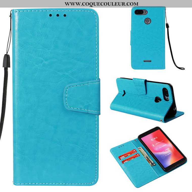 Étui Xiaomi Redmi 6 Cuir Rose Téléphone Portable, Coque Xiaomi Redmi 6 Fluide Doux Rouge