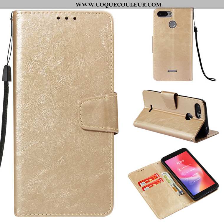 Étui Xiaomi Redmi 6 Cuir Rose Téléphone Portable, Coque Xiaomi Redmi 6 Fluide Doux Rouge