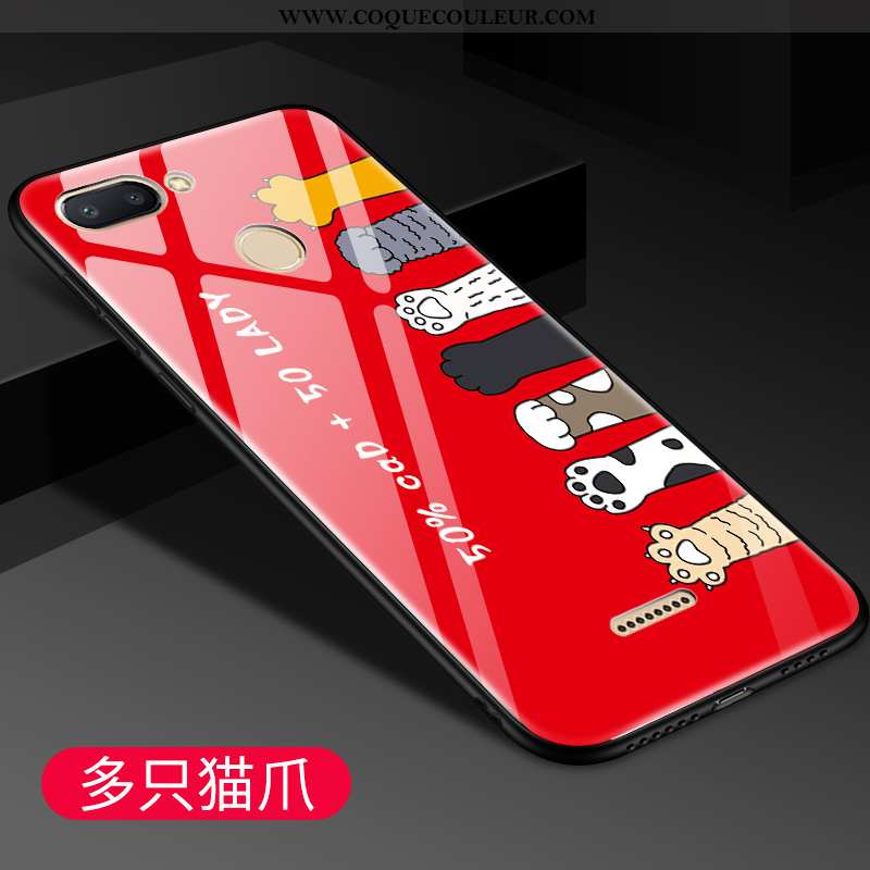 Étui Xiaomi Redmi 6 Silicone Rouge Étui, Coque Xiaomi Redmi 6 Mode Tendance Noir