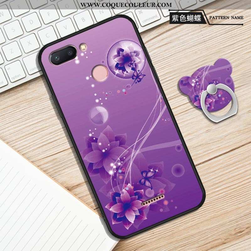 Étui Xiaomi Redmi 6 Silicone Fluide Doux Rouge, Coque Xiaomi Redmi 6 Protection Une Agrafe Violet