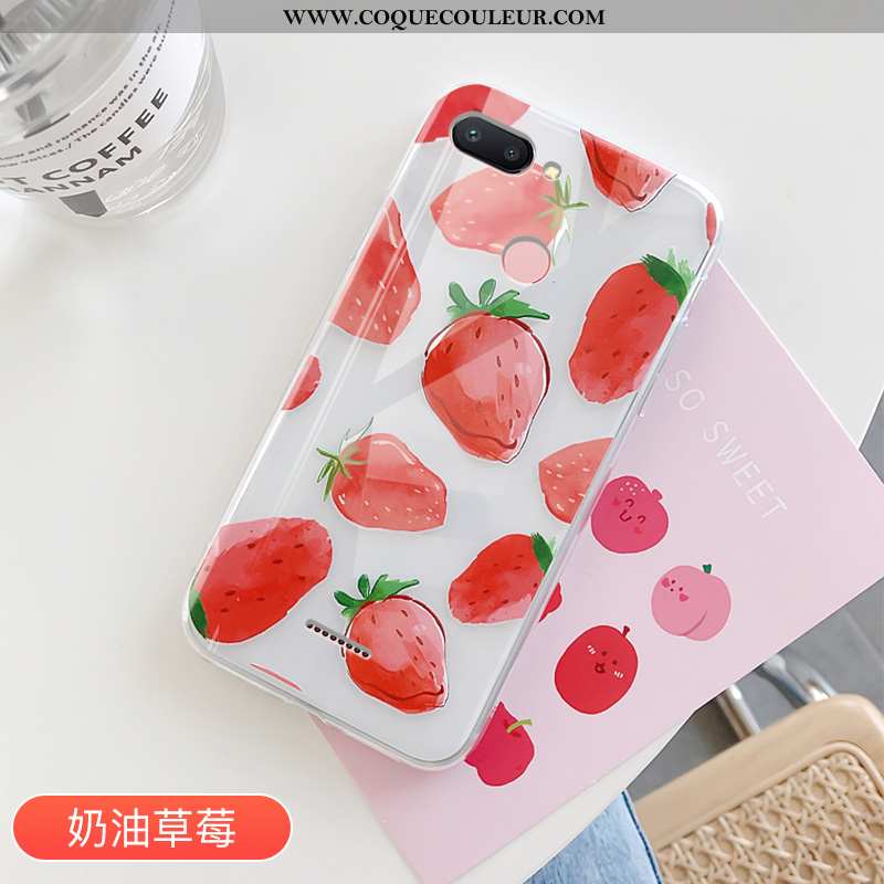 Coque Xiaomi Redmi 6 Silicone Rouge Incassable, Housse Xiaomi Redmi 6 Transparent Tendance