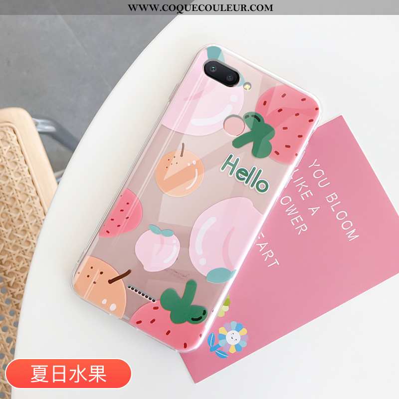 Coque Xiaomi Redmi 6 Silicone Rouge Incassable, Housse Xiaomi Redmi 6 Transparent Tendance