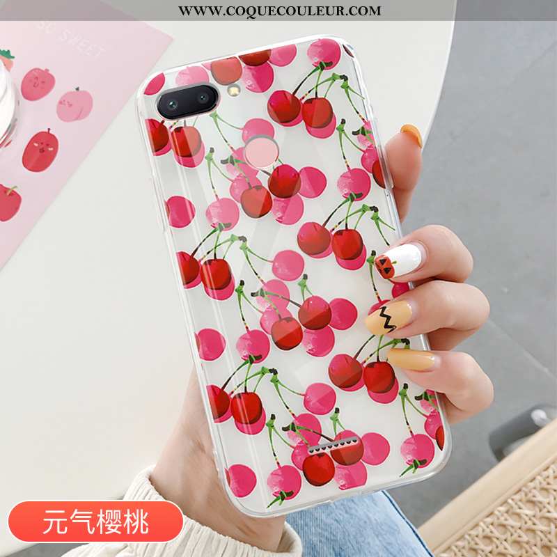 Coque Xiaomi Redmi 6 Silicone Rouge Incassable, Housse Xiaomi Redmi 6 Transparent Tendance